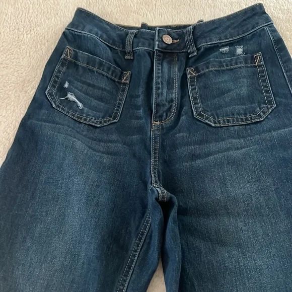 Sincerely Jules Blue Flare Wide Leg High Waist Jeans - Picture 4 of 6